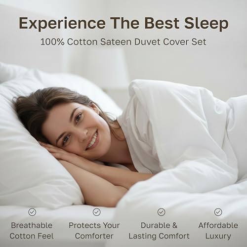 California Design Den 2 Pc Twin XL/Twin Duvet Cover Set - Winner Good Housekeeping Best Bedding Awards 2025, 400 Thread Count Sateen, 100% Cotton Duvet Covers, Button Closure, Corner Ties - White California Design Den