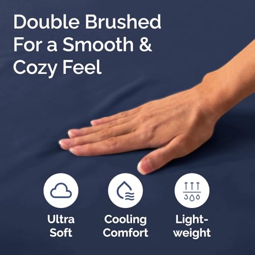 Full Fitted Bed Sheet - Bottom Single Fitted Sheet Only - Ultra-Soft Hotel Luxury Bedding w/ 8-16 Inch Deep Pockets - Breathable, Cooling & Wrinkle Free - Easy-Fit, Fade & Shrink Resistant - Navy Blue CGK Unlimited