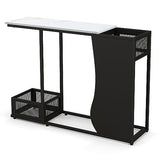 Giantex 43.5" Console Table for Entryway - Modern Entry Table with Faux Marble Top, 2 Mesh Storage Compartments, Metal Frame, Foyer Table, Narrow Sofa Table for Living Room, Hallway, White + Black Giantex