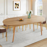 Oval Extendable Dining Room Table for 4-8 People, Modern Wooden Dining Table with MDF Tabletop and Metal Frame, Extendable from 43" to 59" to 74.8", Oval Kitchen Table for Home, Office,Oval Natural Lecut