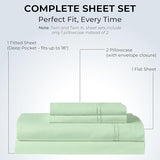 Mayil Manor 100% Natural Cotton Sheets Queen Size Bed Set | 500 TC Single-Ply Sateen Weave | Soft, Breathable, Hypoallergenic Solid 4-Piece Bedding with Deep Pocket Fitted, Flat, Pillowcase | Sage Mayil Manor