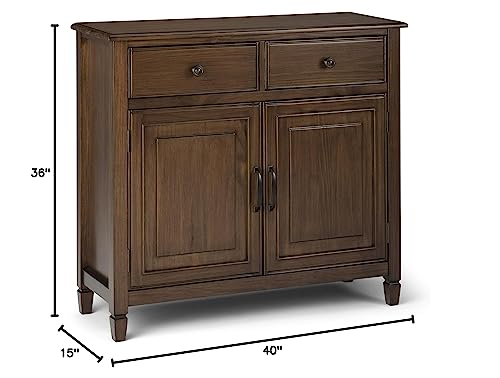 SIMPLIHOME Connaught SOLID WOOD 40 Inch Wide Traditional Storage Cabinet in Rustic Natural Aged Brown, For the Living Room, Entryway and Family Room SIMPLIHOME