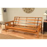HomeStock Wood Futon Frame Queen Size - Classic Style Sofa Bed with Mission Arms Frame Only/Butternut HomeStock