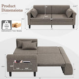 SEJOV 74" Convertible Sofa Bed, 5-in-1 Loveseat Sleeper Sofas with Pull Out Couch Bed, Storage Pockets & 2 Pillows, Modern Folding Linen Futon Couch for Living Room, Bedroom, Small Space, Brown SEJOV