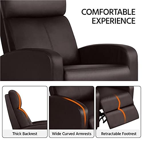 Yaheetech Padded Seat Recliner Chair Set of 2 Single Sofa Recliner Home Theater Seating PU Leather Upholstered Reclining Chair Brown Yaheetech