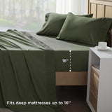 Andency King Size Sheets Set 4 Pieces, Dark Olive Green Super Soft Sheets for King Size Bed, Microfiber King Sheet, Deep Pocket Up to 16", Hotel Luxury Breathable & Cooling Bed Sheet Set Andency