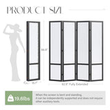 Acrylic Room Divider,4-Panel Freestanding Partition Screen, Frosted Translucent Privacy Panel - Lightweight Modern Divider for Home Office Studio (Black, 4 Panels) Svimi