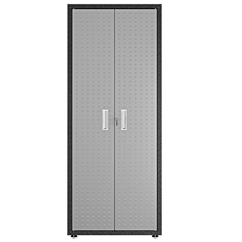 Manhattan Comfort Fortress Standing Cabinet Storage, Black/Gray