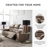 Signature Design by Ashley Stoneland Faux Leather Power Reclining Sofa, Light Brown Signature Design by Ashley