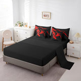 Feelyou Kids Black Red Abstarct 7 Piece Bedding Set King Size Abstarct Art Comforter Set with Sheets for Kids Adult Modern Minimalist Bed in a Bag Feelyou