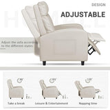 Homall Recliner Chair, Recliner Sofa for Adults, Recliners Home Theater Seating with Lumbar Support, Reclining Sofa Chair for Living Room (Leather, Beige)