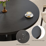 iPormis 43.3-59 Inch Extendable Round Dining Table for 6-8 People, Oval Dinner Table with Adjustable Top and A Stable Round Pedestal Base, Space Saving Wooden Kitchen and Dining Table, Black iPormis