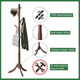 kiplant Bamboo Wood Coat Rack Stand, Freestanding Coat Tree with 8 Hooks, Hallway Entryway Hat Hanger Organizer Standing for Bedroom, Office, Clothes, Jackets, Bags, Umbrallas kiplant