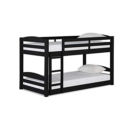 DHP Phoenix Twin Bunk Bed with Ladder, Black, Space-Saving Design, Solid Wood Construction DHP