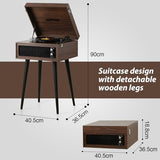 RETROSPILER Turntable with Stand, 3 Speed Record Player with Built-in Speakers and Removable Legs, Bluetooth USB Recorder Aux-in, Wood (Espresso) Retrospiler