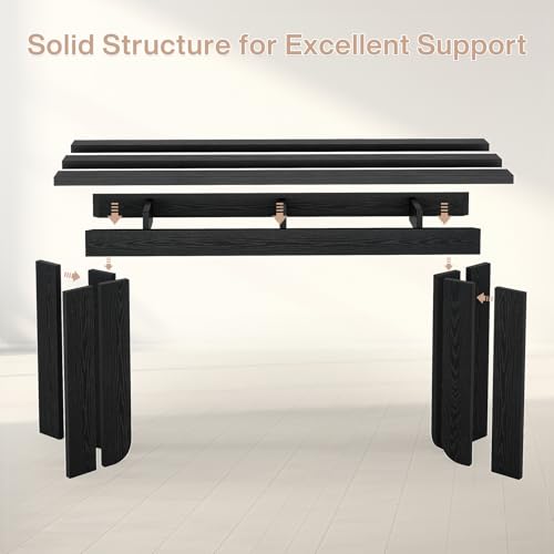 Tribesigns Farmhouse Console Table, 70.9-Inch Extra Long Console Table, Wood Sofa Table Behind Couch with Widened Tabletop & Sturdy Double Pedestal for Living Room, Hallway, Foyer (Black) Tribesigns