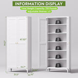 METALYEYE 74" H Kitchen Pantry Storage Cabinet, Metal Storage Cabinets with 5 Adjustable Shelves for Home, Kitchen, Living Room, Required Assembly, White METALYEYE