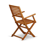East West Furniture Selma 3 Piece Patio Bistro Outdoor Set Contains a Square Acacia Wood Coffee Table and 2 Folding Arm Chairs, 26x26 Inch, Natural Oil East West Furniture