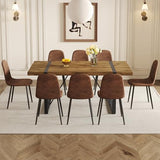 MUUOKY Dining Table Set for 8, Modern 71'' Dark Wood Dining Table and Fabric Dining Chairs Set of 8,Table and Chairs Set of 8,Ideal for Kitchen Dining Room MUUOKY