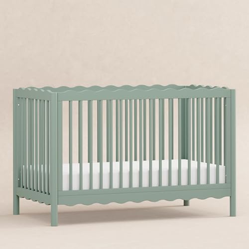 babyletto Swell 4-in-1 Convertible Crib with Toddler Bed Conversion Kit in Light Sage, Greenguard Gold Certified babyletto