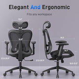 amseatec Ergonomic Office Desk Chair, Comfortable Computer Gaming Chair, Breathable Mesh Back & Seat, Adjustable Armrest & Headrest, Lumbar Support, Butterfly Design for Home Office (Black) amseatec