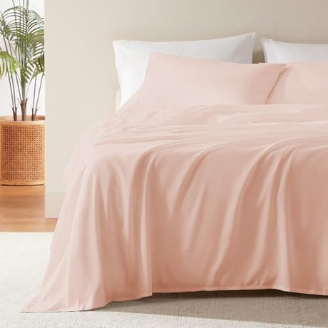 SLEEP ZONE Nanotex Super Soft Cooling King Bed Sheets Set for Kids 3 Piece - Easy Care Fitted Flat Sheet & Pillowcase Sets - Wrinkle Free,Fade Resistant,Deep Pocket 16",Rose Pink,King SLEEP ZONE
