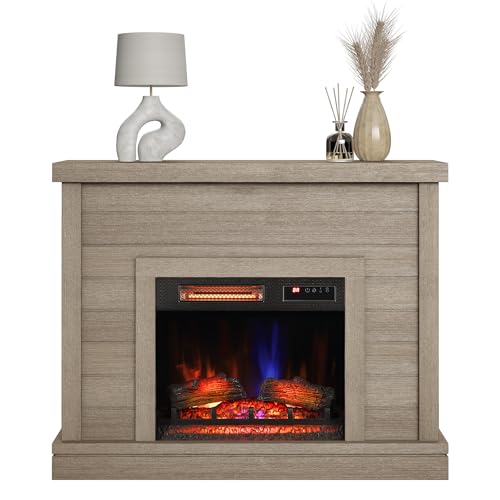 duraflame® Shiplap Wall Mantel Electric Fireplace, Barstow Acacia Duraflame