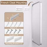 MODCART Silver Bathroom Mirrors for Wall, 55X30 Inch Rounded Rectangle Mirror, Silver Bathroom Vanity Mirror, Metal Framed Wall-Mounted Mirror（Horizontally or Vertically, Tempered Glass MODCART