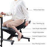 Kneeling Chair with Back Support Ergonomic for Office,Adjustable Stool with Angled Seat for Better Posture,Thick Comfortable Cushions,Black SITSEATSEE