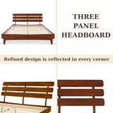 Bme Caden 15 Inch Adjustable King Bed Frame - Mid Century Acacia Wood Platform with Headboard, Dark Chocolate Bme