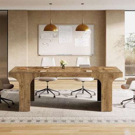Tribesigns 70.87" W x 31.5" D Executive Conference Table for 6-8, Large Office Meeting Table, Simple Computer Writing Desk Workstation for Meeting Room, Boardroom, Wood Grain Tribesigns