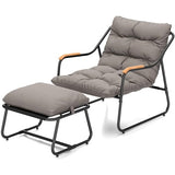 DWVO Chaise Lounge Chair Outdoor with Removable Cushions, Outdoor Patio Lounge Chair with Footrest, Breathable Outdoor Chaise for Pool Garden Backyard Deck, Gray