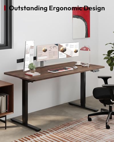 SANODESK Dual Motor Electric Standing Desk 79 x 32 Inches, Height Adjustable Sit Stand Desk with Large Splice Board for Home Office, Computer Workstation, Study & Gaming, Black Frame/Black Walnut Top SANODESK