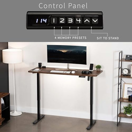 VIVO Electric Height Adjustable 60 x 24 inch Memory Stand Up Desk, Rustic Vintage Brown Solid One-Piece Table Top, Black Frame, Standing Workstation with Preset Controller, 1B Series, DESK-KIT-1B6N VIVO