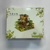 Foyucool Miniature House Kit, Tiny House Kit with Light, DIY Mini House Building Kits for Adults to Building, Unique Gift for Birthday Christmas, Bamboo Spring Courtyard Foyucool