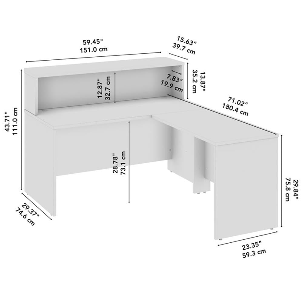 Bush Business Furniture Arrive 60W x 72D L Shaped Reception Desk with Shelf in Mocha Cherry Bush Furniture