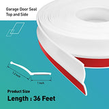FCSOTSPS Garage Door Seal Top and Sides, 36Feet Universal White Garage Door Weather Stripping Replacement, Adhesive Backed Rubber Garage Door Trim Seal Strip FCSOTSPS