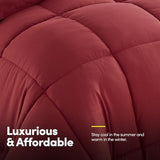 Sweet Home Collection 5 Piece Comforter Set Bag Solid Color All Season Soft Down Alternative Blanket & Luxurious Microfiber Bed Sheets, Red, Twin Sweet Home Collection