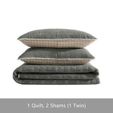 Eddie Bauer - Queen Quilt Set, Reversible Cotton Blend Bedding with Lightweight Feel, 3 Piece Bed Set with Matching Pillowcases (Troutdale Green) Eddie Bauer
