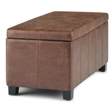 SIMPLIHOME Dover 36 inch Wide Contemporary Rectangle Storage Ottoman Bench in Distressed Umber Brown Vegan Faux Leather, Assembled, For the Living Room, Entryway and Family Room SIMPLIHOME