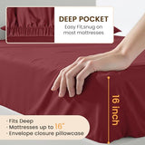 USXIBEI Twin Size 3 Piece Bed Sheet Set - Ultra Imitation Cotton-Premium Breathable & Cooling Sheets - Hotel Luxury Bed Sheets Deep Pocket up to 15"- Wrinkle, Fade, Stain Resistant (Burgundy, Twin) USXIBEI
