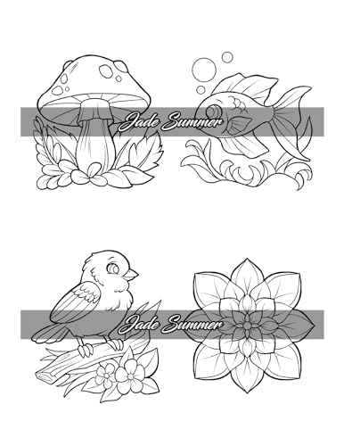 Stress Relief: Adult Coloring Book with Animals, Flowers, Fantasy, and More for Mindfulness and Relaxation WoodArtSupply