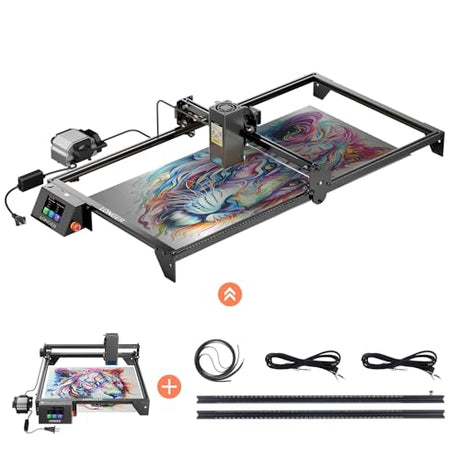 Longer RAY5 20W Laser Engraver with Air Pump and Y-Axis Extension Kit, Expand Working Area to 33.46" x 15.75", 3.5” Color Touch Screen, App Offline Control, DIY Engraver Tool for Metal/Glass/Wood Longer
