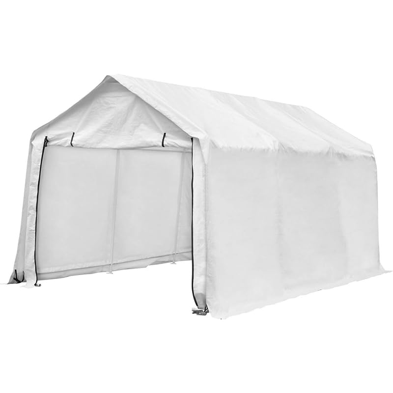 17x10 ft Carport Canopy Heavy Duty Waterproof Garage Car Shelter Storage Shed with Walls and 2 Doors - WoodArtSupply