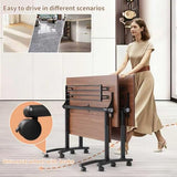 Folding Conference Table, Conference Room Tables for 6-12 Person, Modern Modular Training Table with 360° Silent Wheels, Large Mobile Foldable Seminar Meeting Tables for Office (6, Walnut, 47.2in) Jklmzpf