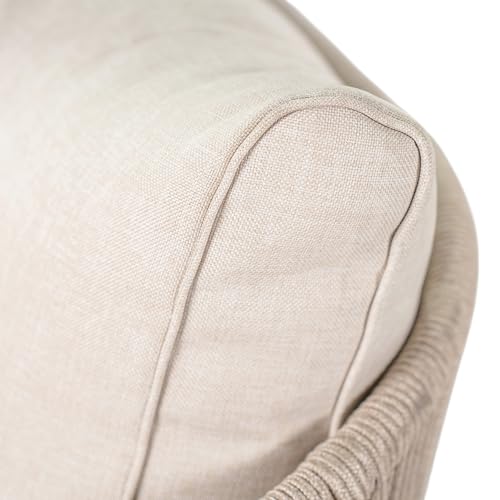 Christopher Knight Home Katarina Patio Acacia Wood Loveseat Furniture, Outdoor Loveseat Sofa with Comfy Fabric Cushions, 2-Seater Sofa with Handwoven Rope Backrest for Garden, Light Brown+Beige Christopher Knight Home