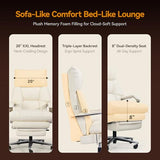 OKUP® M76 Recline Office Chair with Footrest, 160° Infinite Reclining 10" Thick Executive Desk Chair, 420lb Heavy Duty Big and Tall, Adjustable Seat Depth, Cream OKUP