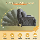 WLIVE Futon Sofa Bed, Floor Chair with Adjustable Backrest, Bean Bag Bed for Adults, with Armrest, Pillow, Low Profile for Living Room, Reading, Bedroom, Loveseat, Grey WLIVE