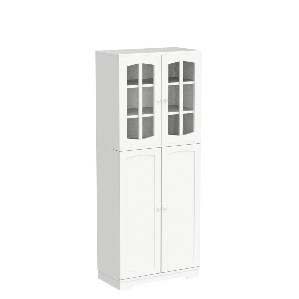 TOLEAD 64" Pantry Cabinet, Tall Storage Cabinet With Glass Doors & Adjustable Shelves for Kitchen, Living Room, Dining Room, White TOLEAD