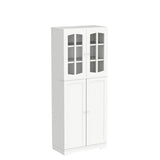 TOLEAD 64" Pantry Cabinet, Tall Storage Cabinet With Glass Doors & Adjustable Shelves for Kitchen, Living Room, Dining Room, White TOLEAD
